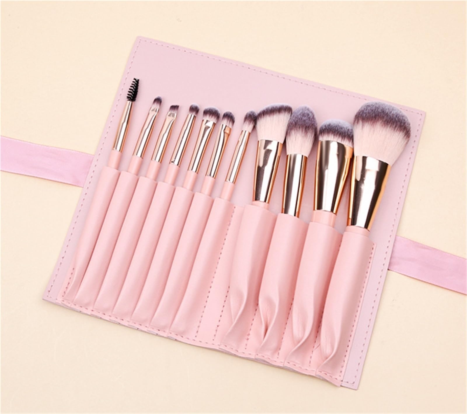 Przybory Do Makijażu Zestaw Pędzli Do Makijażu 11 Sztuk Miękkie Włosie Do Podkładu, Korektora, Cieni Do Powiek Pędzle Kosmetyczne(Pink)
