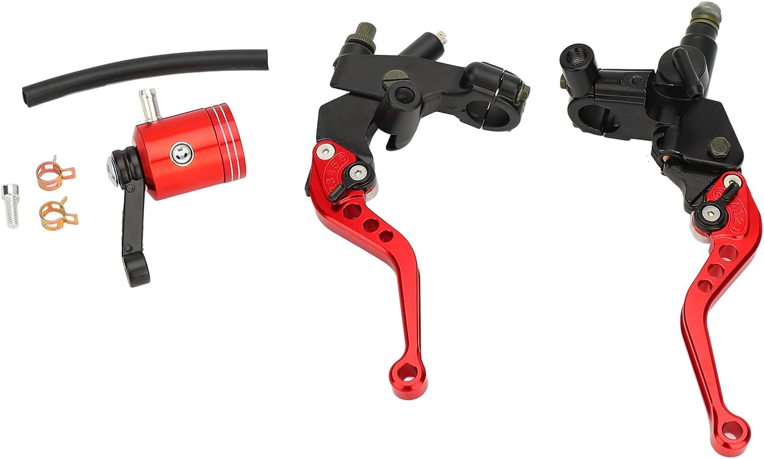 Hydraulic Brake Clutch Lever Set, Motorcycle Hydraulic Master Cylinder Reservoir Kit, CNC Aluminum Alloy 22mm Handlebar Brake Pump for Motorbike Modification with Kill Switch and