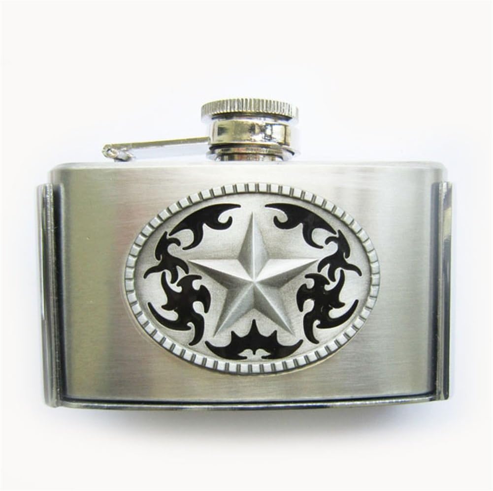 JEAN'S FRIEND Western Star Three Ounce Stainless Steel Flask Belt Buckle also Stock in the US