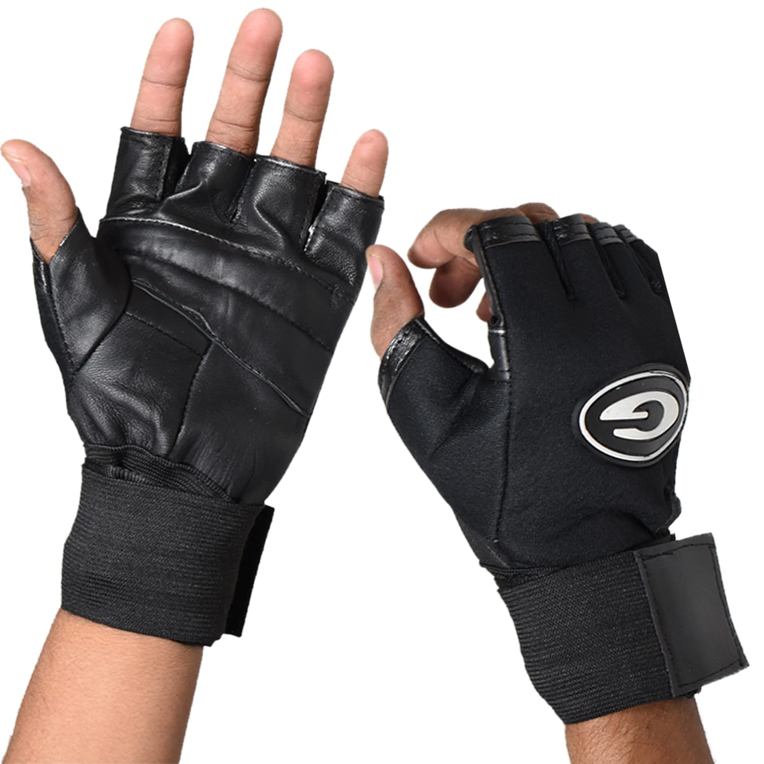 lowercase Sports Leather Gym Gloves for Men with Wrist Support Band for Weight Lifting and Exercise G (Black G) (B09GTZJ7PD) Amazon Price History, Amazon Price Tracker