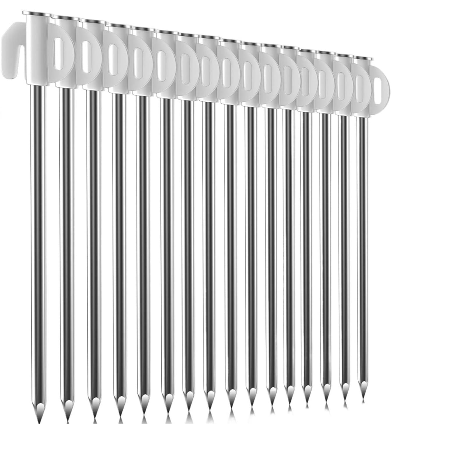 Piquets de tente 8/16 pièces sol dur 21 cm, idéal pour les tentes de jardin, la pêche et le terrain (16 piquets de camping)
