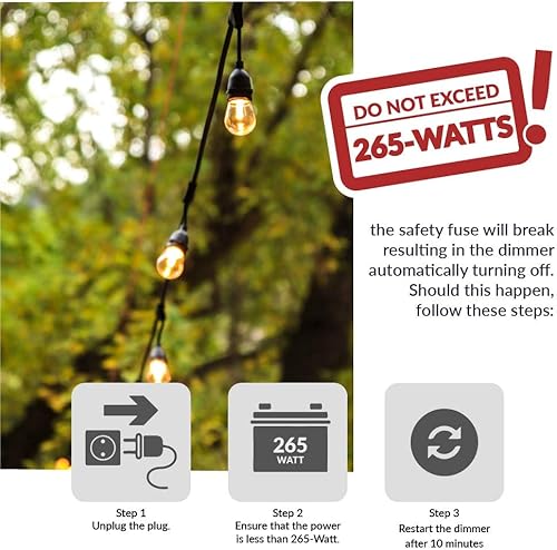 Miniatura 7 de Newhouse Lighting Regulador de luz LED inalámbrico con control remoto para exteriores con control remoto | Toma de control remoto | 265 vatios