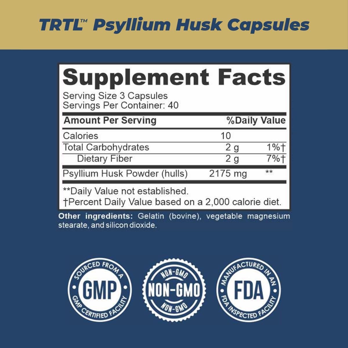TRTL Psyllium Husk Capsules – 120 ct | Fiber Supplement for Gut Health Support & Digestive Regularity | Packaged & Tested in USA, Non-GMO | 2.2g Fiber per Serving - Image 7