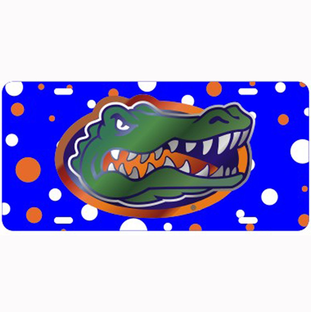Craftique Florida Gators Blue Polka Dot Laser Cut License Plate