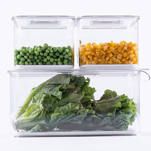 Miniatura 8 de SANNO Organizador de refrigerador de verduras, contenedores de alimentos con tapas, contenedores para refrigerador, alimentos, frutas, verduras,