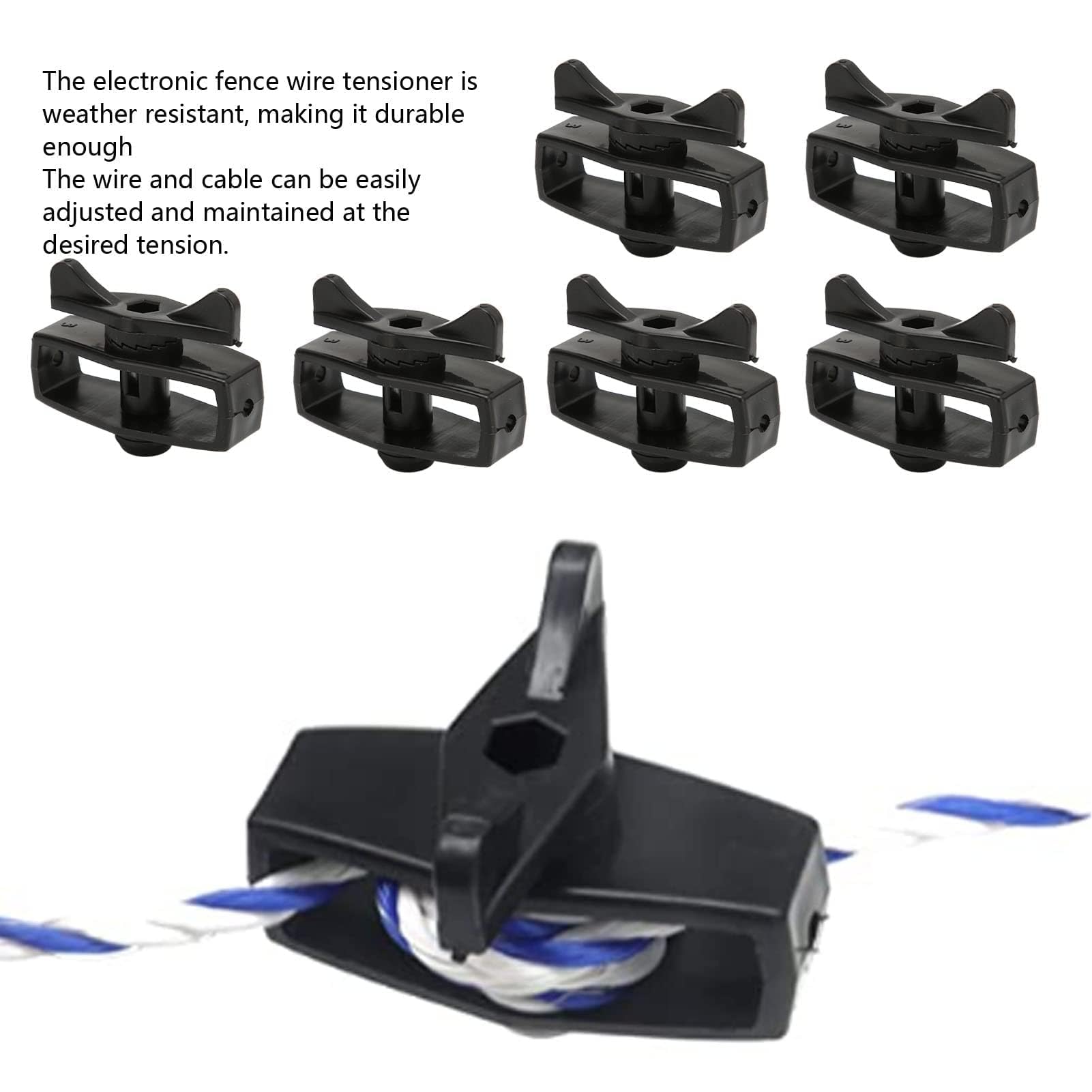 Tendifilo per Recinto Elettrico Accessori per Recinto Elettronico 50Pcs Tendifilo per Recinto Elettrico Tenditore per Filo in Lega per Recinto Elettronico da Giardino Portatile (Nero)