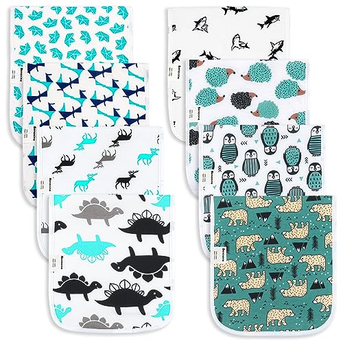 Image of Benoxine Ultra-Soft Baby Burp Cloths Absorbent, Large Size, Cotton,Adorable Designs Perfect for Boys and Girls 8-Pack