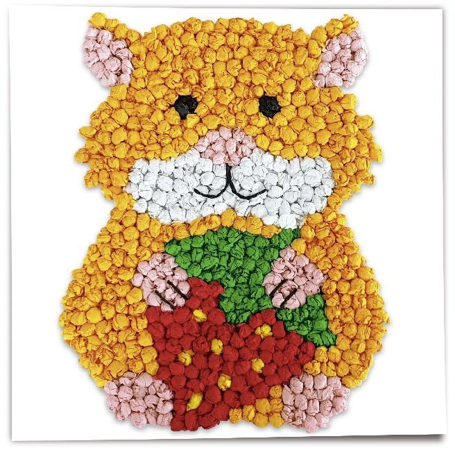 Ursus 21290006 - Knüddelbilder Set Haustiere, 6 Blatt Fotokarton 300 g/m², ca. 22,5 x 22,5 cm einseitig bedruckt, 200 Blatt Blumenseiden sortiert in 11 verschiedenen Farben, inklusive Bastelanleitung