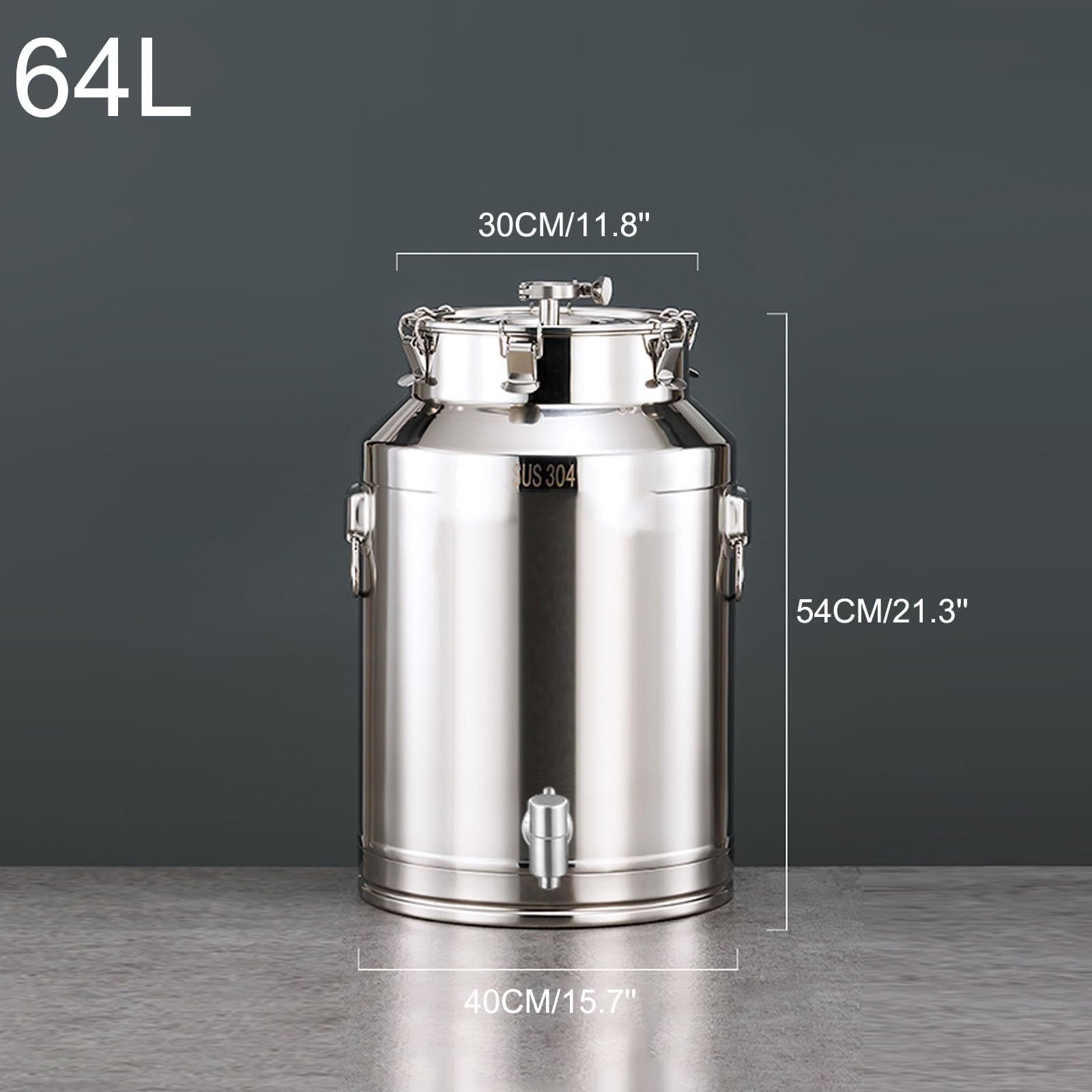 Fermentatore, Grande capacità 28L fermentatore in Acciaio Inox con Rubinetto e Coperchio sigillato - Contenitore da Cucina per Lo stoccaggio di liquidi con Maniglia per Il Trasporto