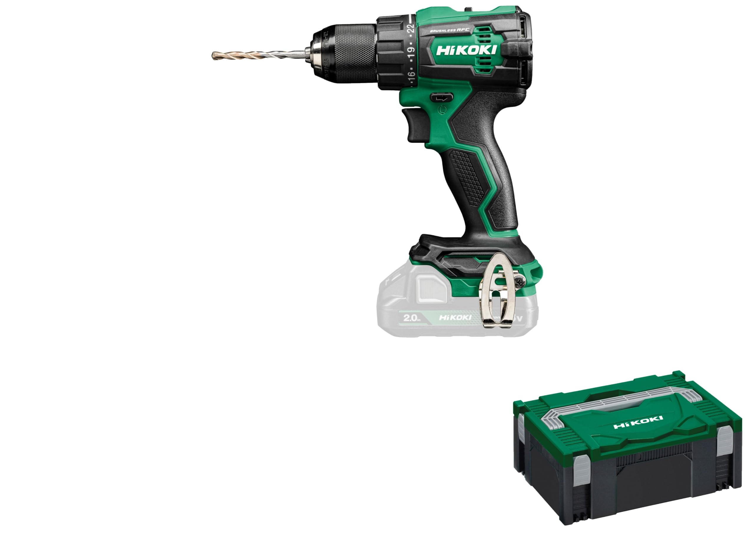 Hikoki Green/Black Dv18dew2z 18V Cordless Brushless Driver Drill With 70 Nm Tightening Torque, Body Only In Case