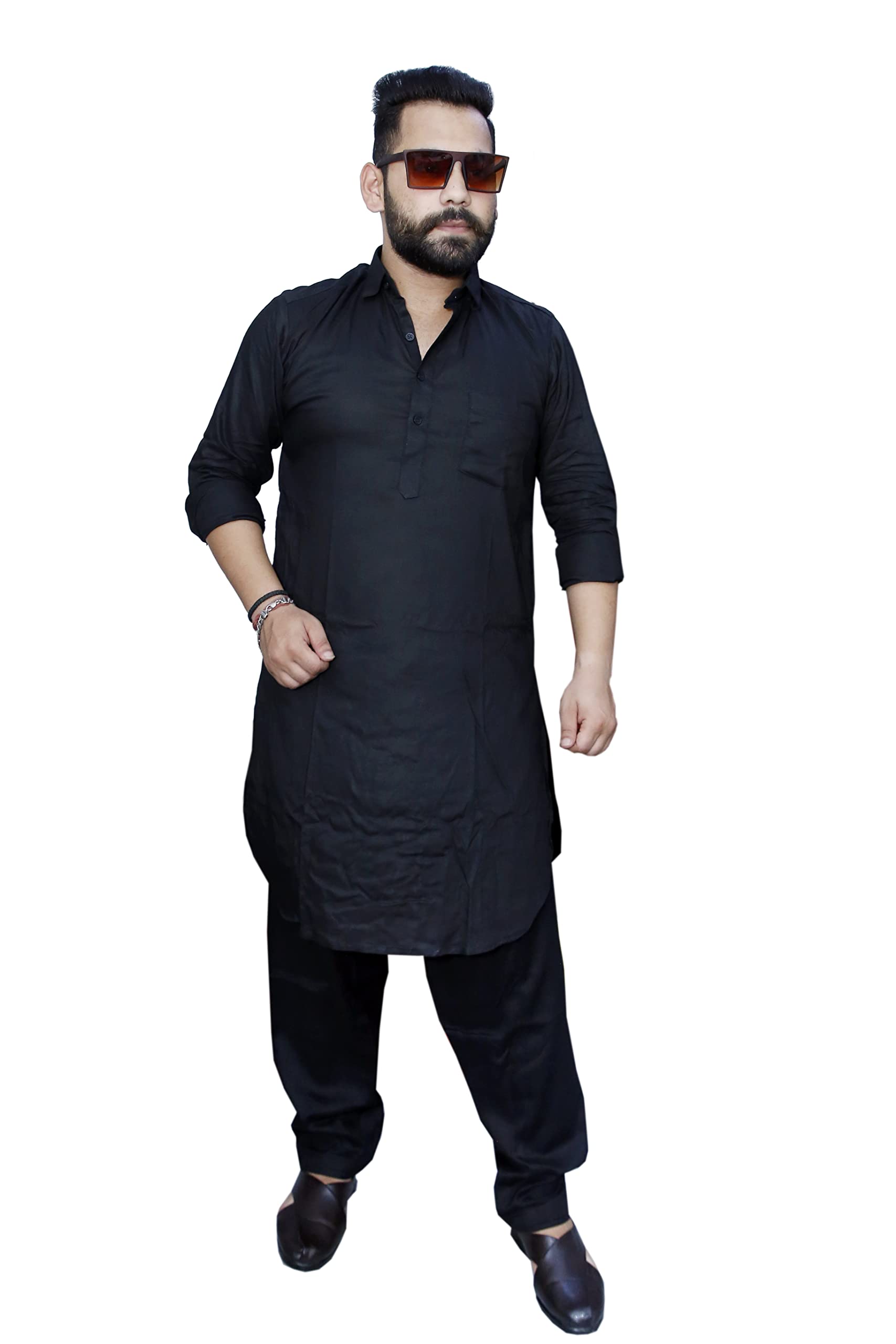 SYS SMART YOUR SHOPPING Preen Men's Single Pocket Pathani Suit/Kurta Pajama Set Cotton Blend