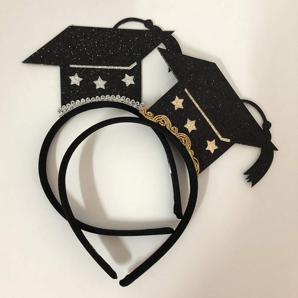 ABOOFAN 2 Pcs Graduation Cap Headband Season Decorative Hair Bands Graduation Hair Hoop UCF Hat Graduation Party Headwear Glitter Hair Hoop Graduation Headband - Image 4