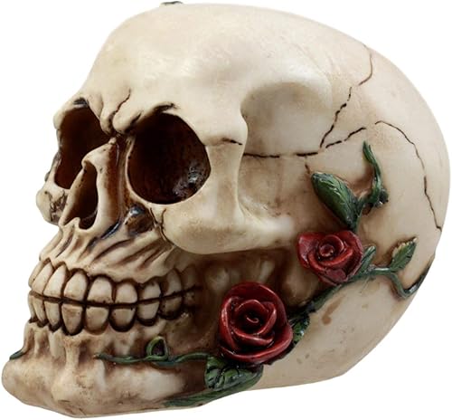 Miniatura 4 de Ebros Gift Día de los Muertos Figura de Calavera de Vid de Rosa Roja DOD Floral Calavera de Azúcar Decoración 6" L Cementerio Macabra Osario