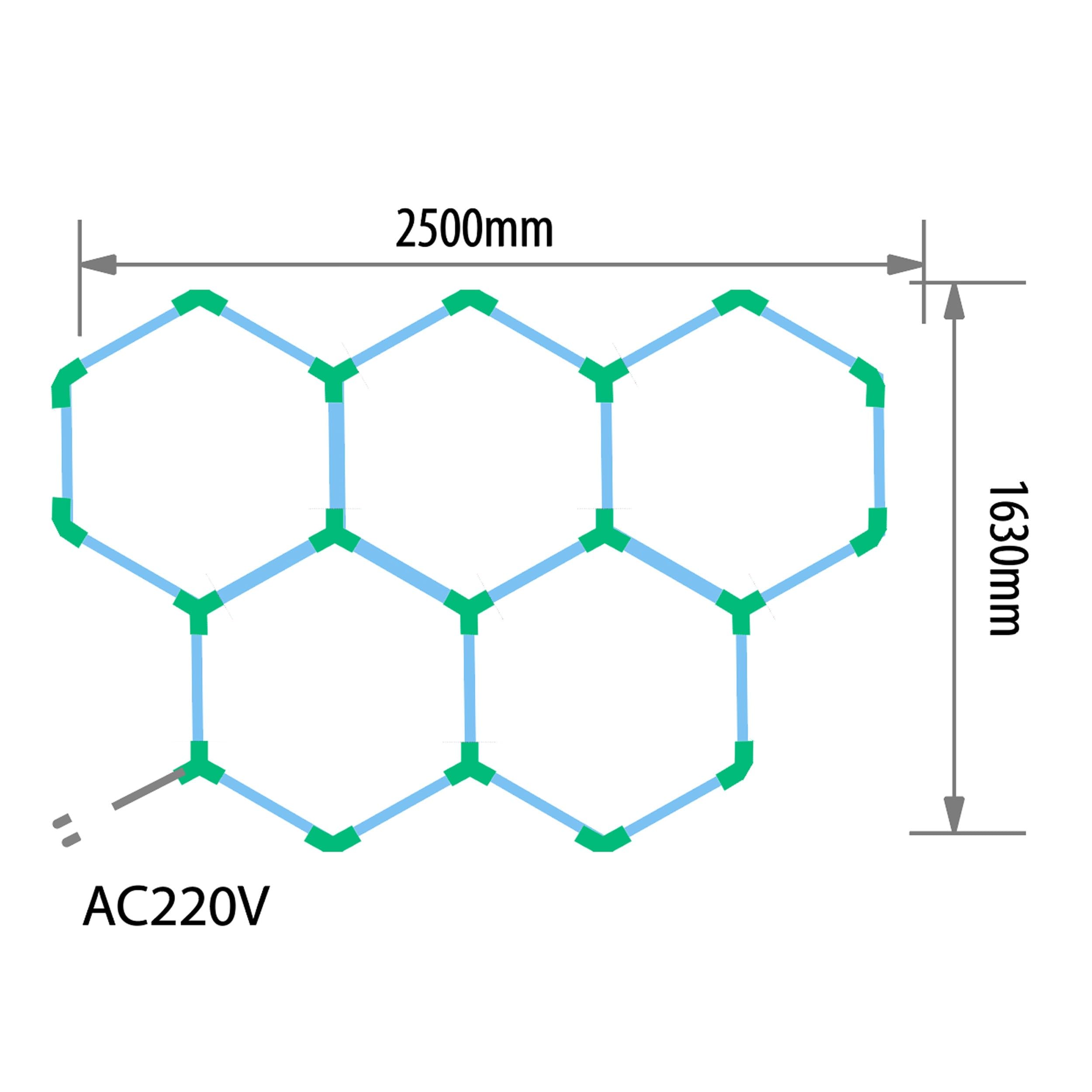EinParts EPHCL08 lampa LED Hexagon 250x163 cm 5 modułów 20240 lm 6500K zimna biel do garażu warsztatu detailingu