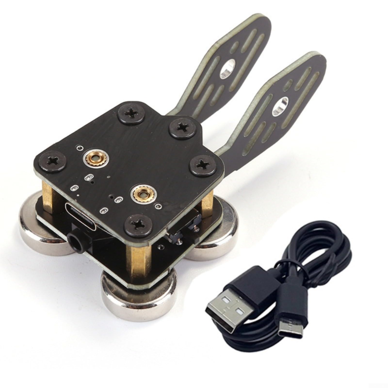 Metal Double Paddle CW Key PCB Automatic for Morse Code Trainer with USB Connectivity and 3.5mm Cable Options, for Amateur Radio and Educational Use, Black(A)