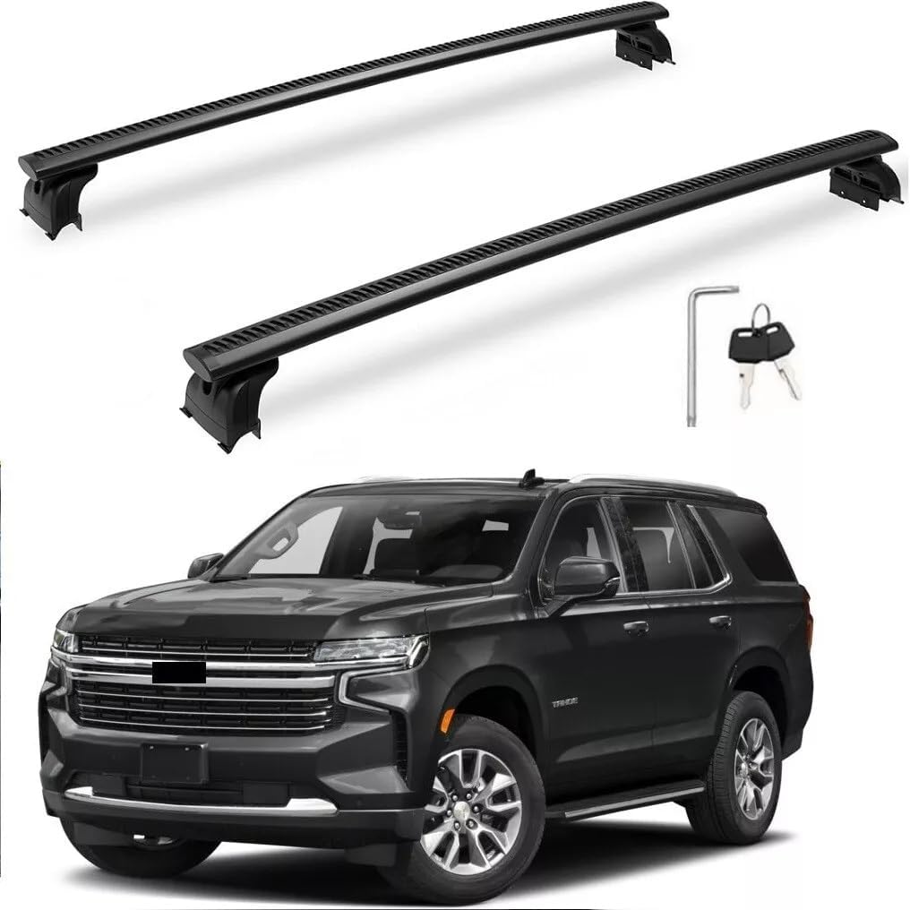 Upgraded 330lbs Cargo Racks for 2021-2026 Chevrolet Chevy Tahoe Roof Rack Cross Bars Luggage Rail Carrier Anti Theft Lockable Black Accessories