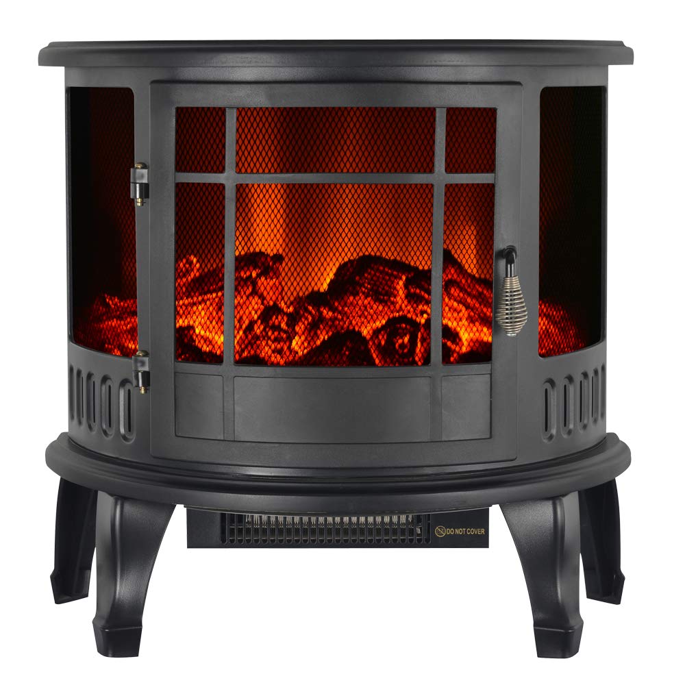 Galapara Electric Fireplace with Flame Effect Log Burner Free Standing 23"*11"*22" Electric Stove Fireplace Heater Fire Flame Adjustment Temperature Control 1800W