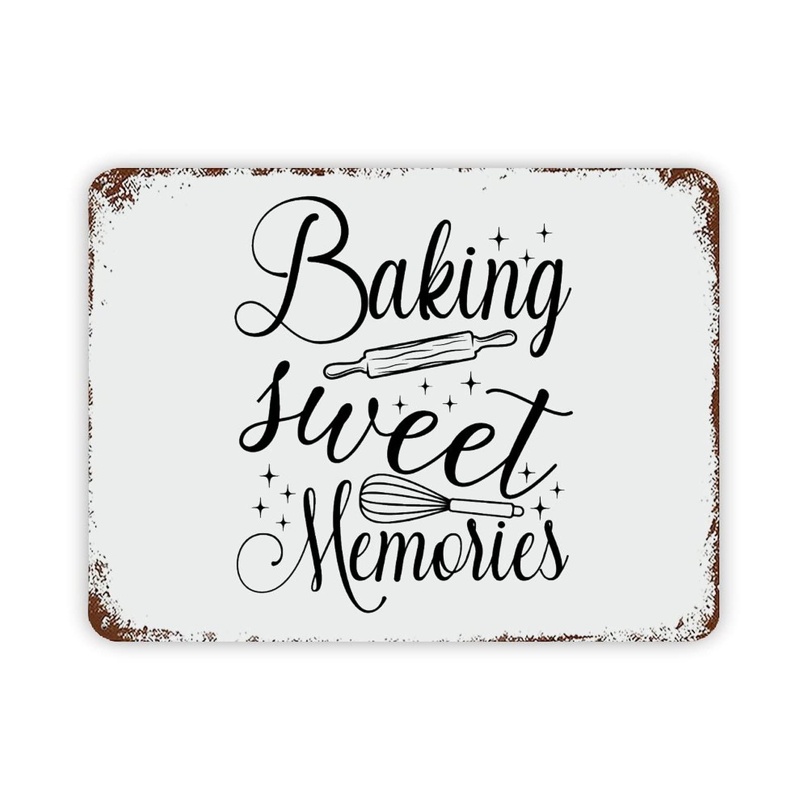 ENEDNATE Christmas Metal Sign,Baking Sweet Memories Vintage Metal Sign 12x16 Inch Modern Quote Waterproof Aluminum Tin Signs for Indoor & Outdoor Home Decoration Wall Art Poster