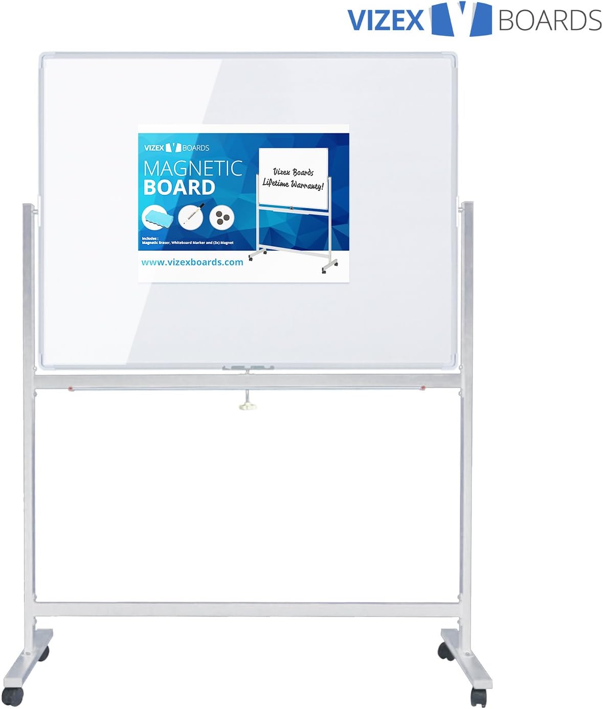 Magnetic Dry Erase Board 48" x 36" - Whiteboard with Stand