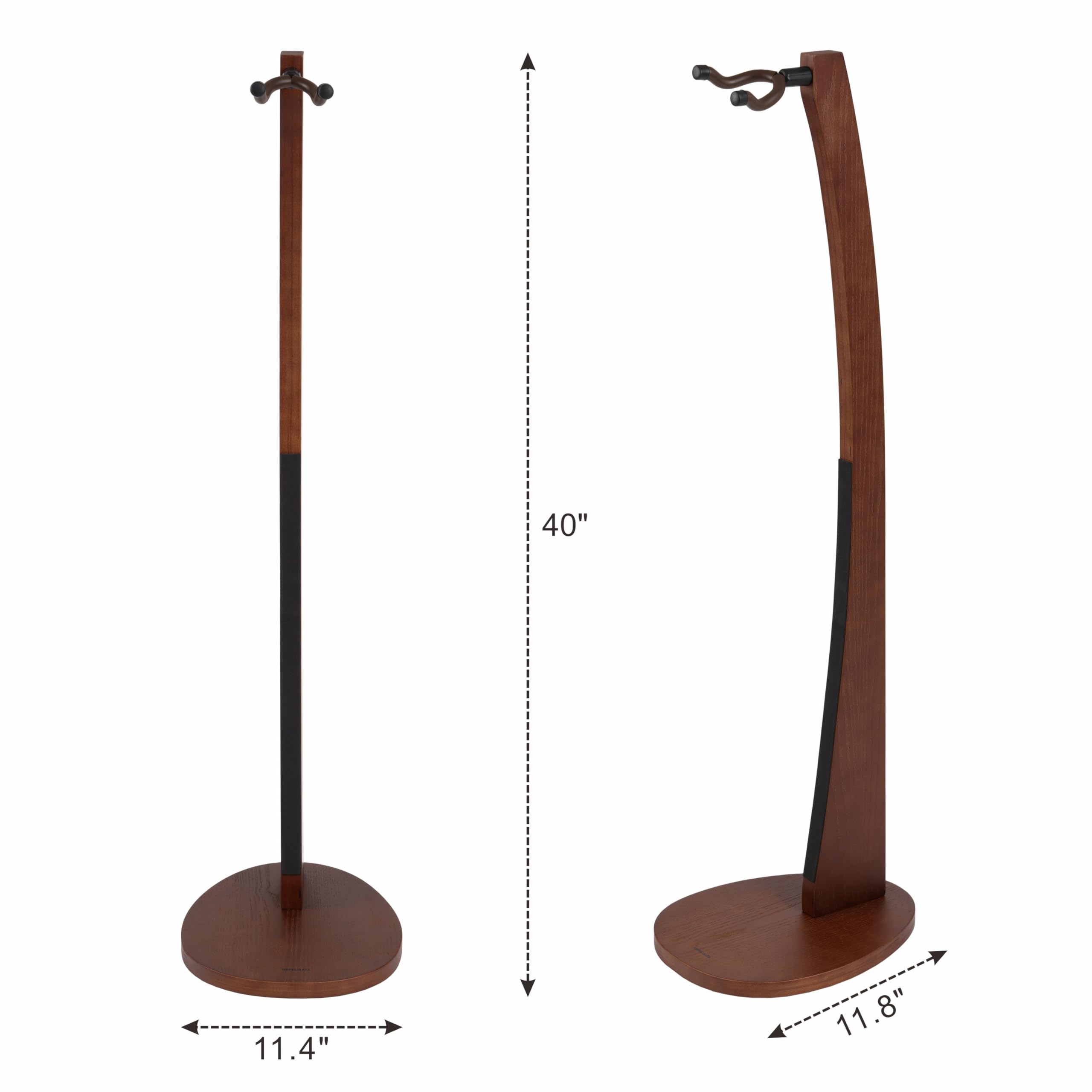 Nefelibata Supporto per chitarra in legno, realizzato a mano, in legno di frassino massiccio, design semi-curvo, ideale per chitarre acustiche, chitarre classiche, banjo, mandolini(marrone scuro)