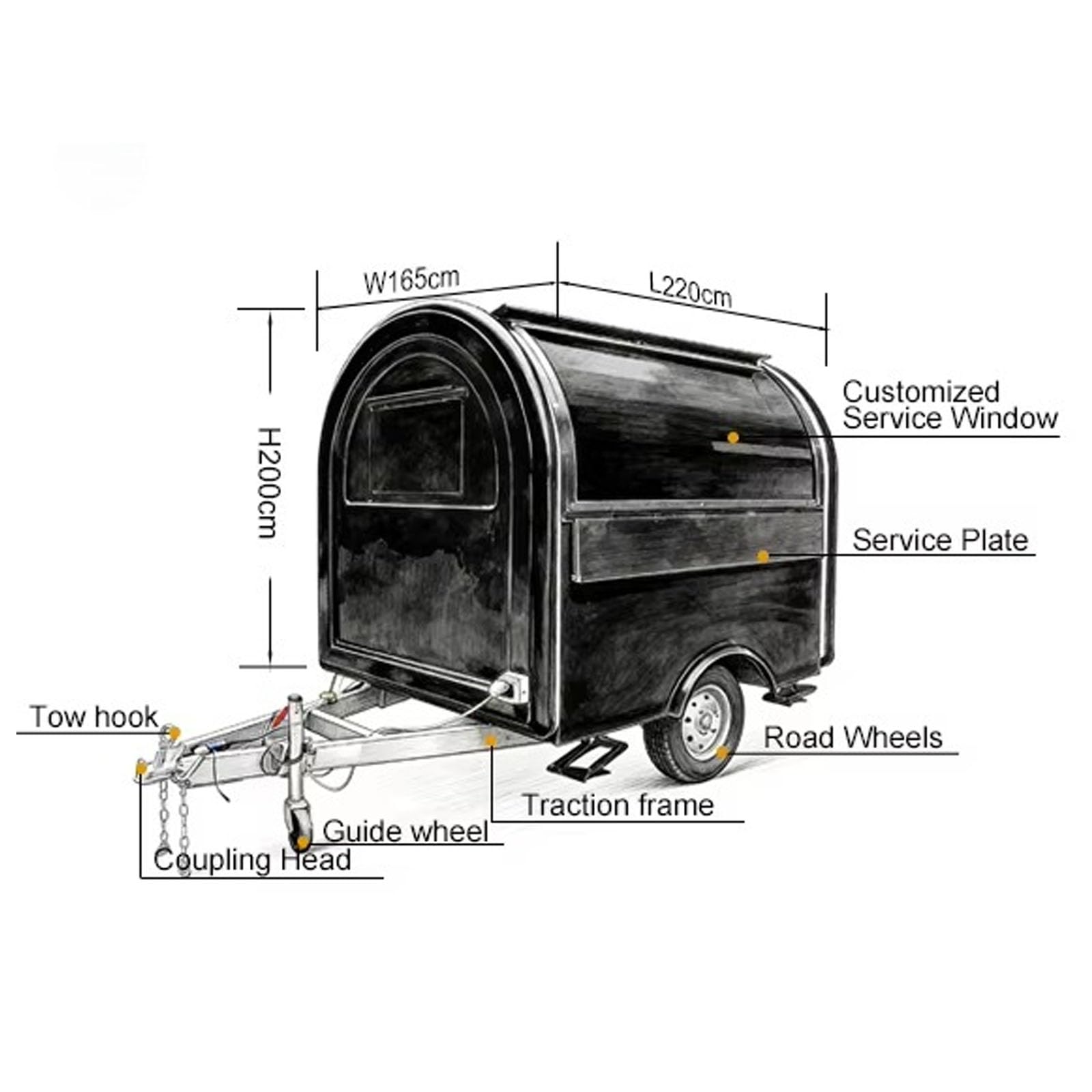 Camion alimentari e rimorchi alimentari completamente attrezzati in vendita - Camion alimentari mobili con griglie, friggitrici, frigoriferi per fare hamburger, pizza e hot dog