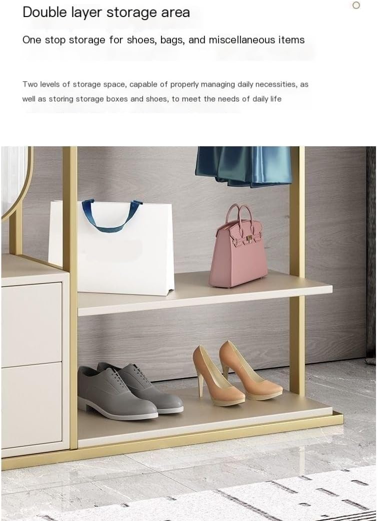 Full-Length Mirror Multifunctional Floor-Standing Coat Rack Fitting Mirror Combination Living Room Bedroom Dressing Mirror with Lockers Full Length Floor Mirror (Gold 115cm)
