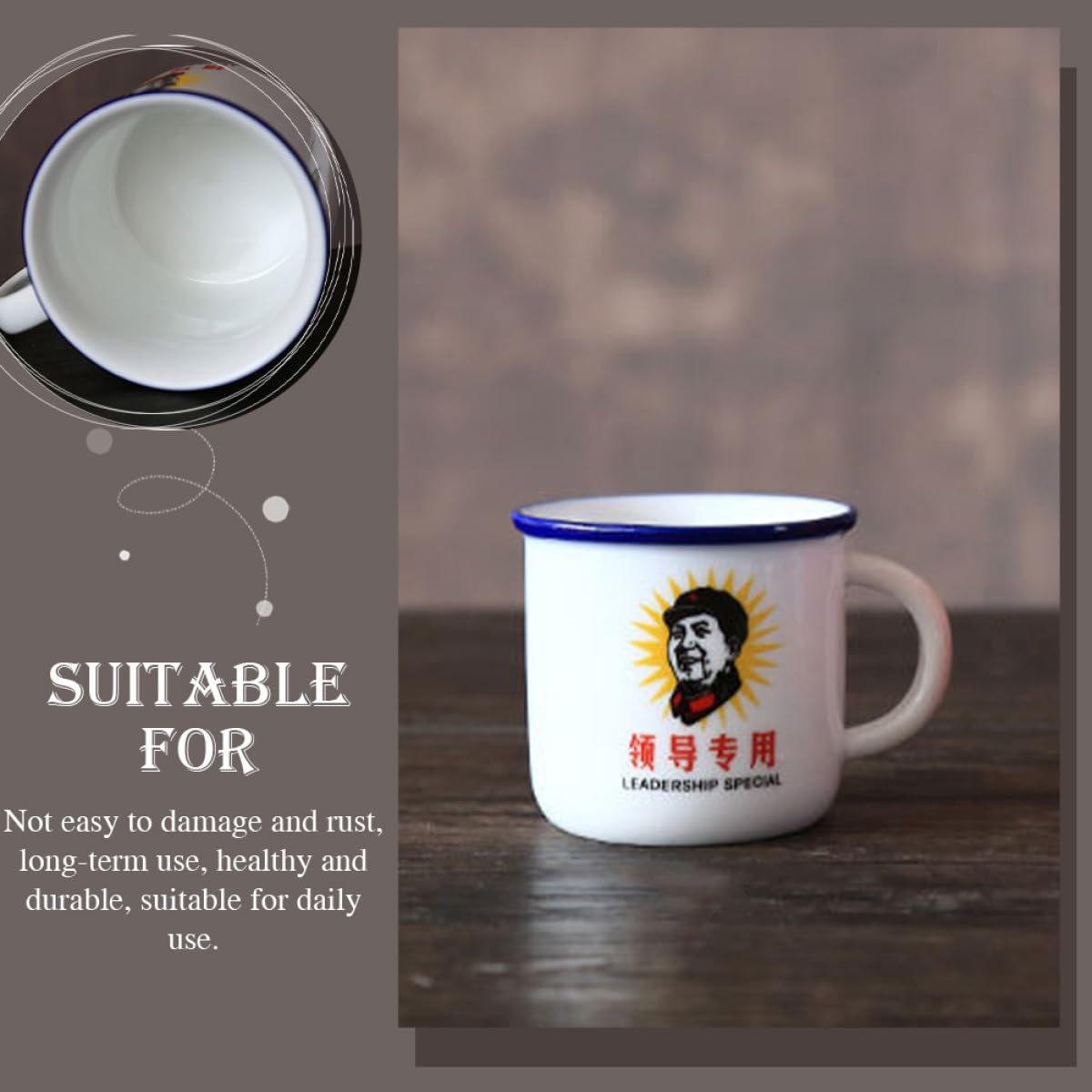 SHINEOFI 6 Stück Pack Vintage Emaillebecher aus Hitzebeständiger Emaille Unzerbrechliche Haushalts Wasserbecher mit Ausreichend Fassungsvermögen für Kaffee Tee und Heißgetränke