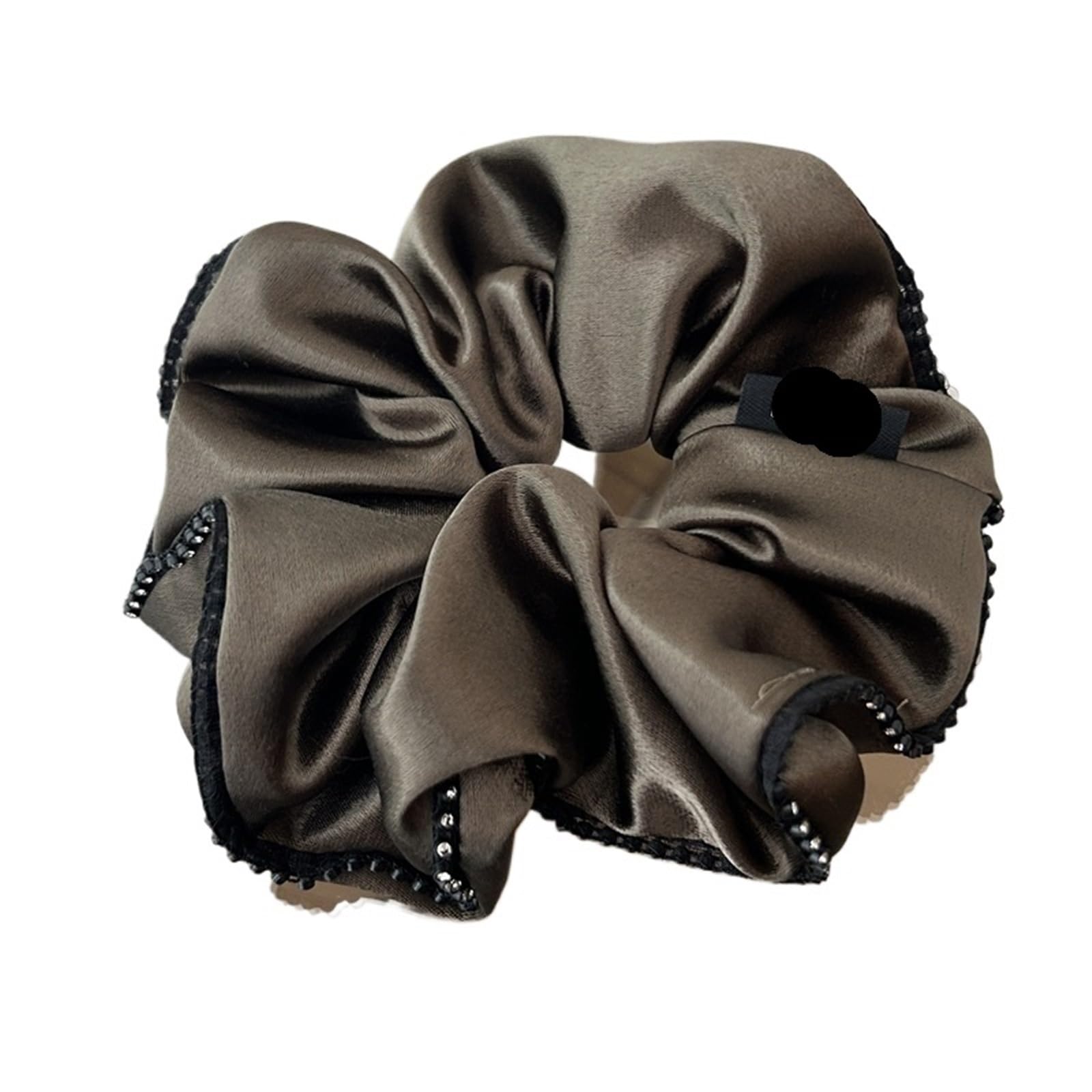 Coleteros Pelo Mujer Coleteros grandes for el pelo, bandas elásticas de satén for niñas y mujeres, accesorios for el pelo con diamantes de imitación, colores oscuros(Brown)