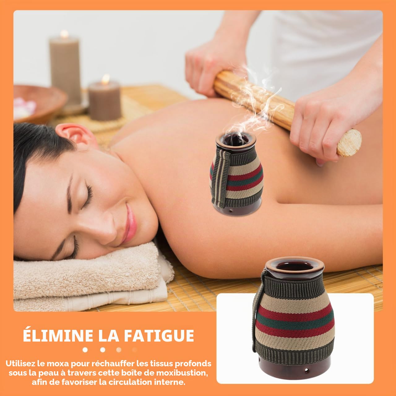 HOMSFOU Boîte à gratter en verre de moxibustion Outil Spa Moxa Stick Je roule Bâton de Moxibustion Céramique