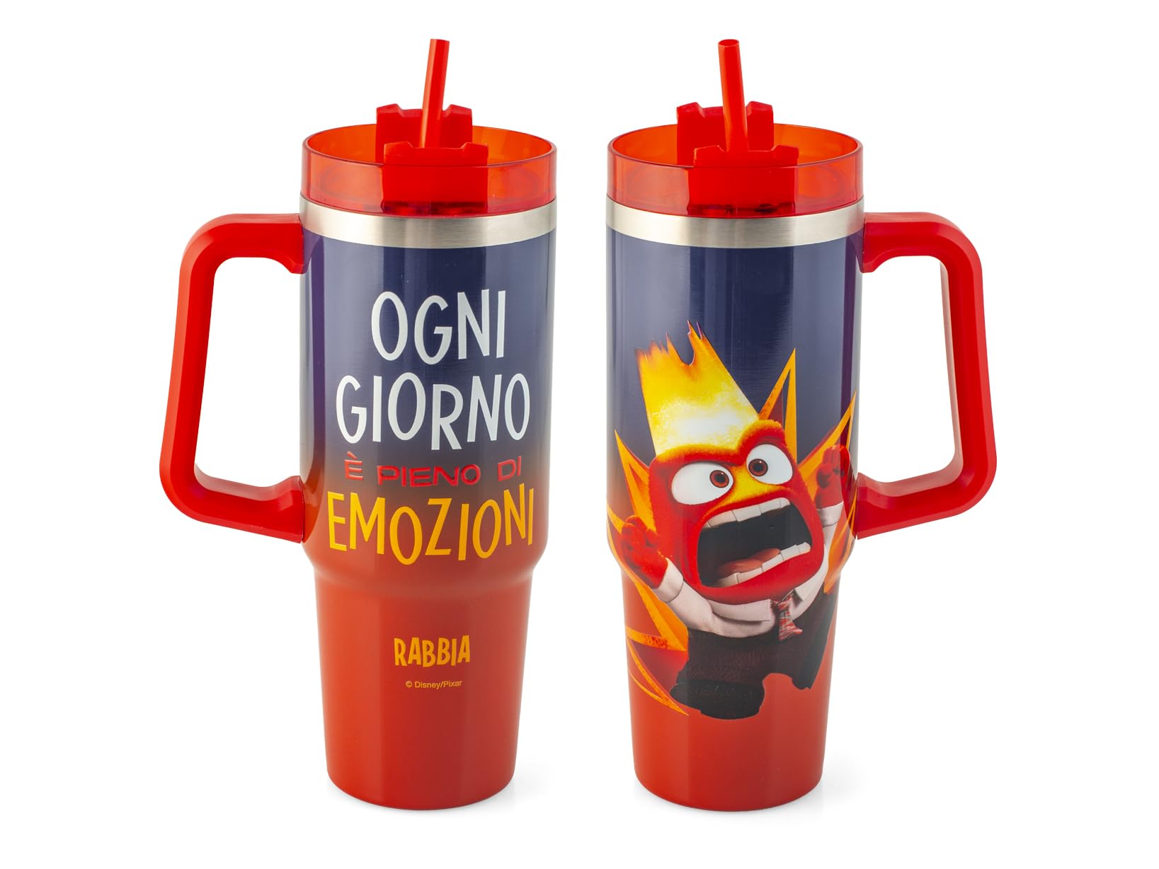 H&H Inside Out Thermal Tumbler 0.90L Rage Character 18/10 Stainless Steel Mug with Straw, Zero Condensation, Hot and Cold Drinks, BPA Free