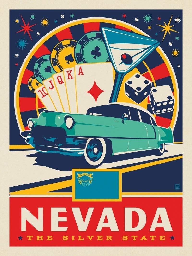 RPW Nevada USA Vintage Railway Travel Poster Art Print A3 42 x 30cm