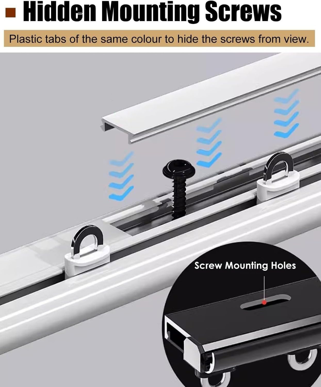 Binario per Tende Spessore 7,1 mm in Metallo per Soggiorno/Camera da Letto, Guida a Soffitto Invisibile, Scorrevole Divisorio per Stanze per Finestra ad Angolo,