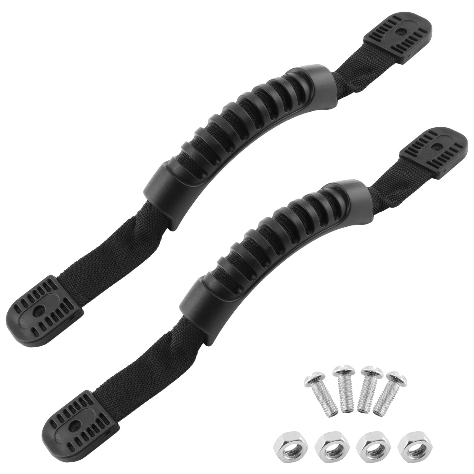 Jiozermi 2 Pack Kayak Carry Handles, Kayak Accessories, Side Mount Carry Replacement Handles with Plastic Buckle for Kayak Paddle, Tandem Kayak, Canoe Boat & Lifetime Kayaks (Black)