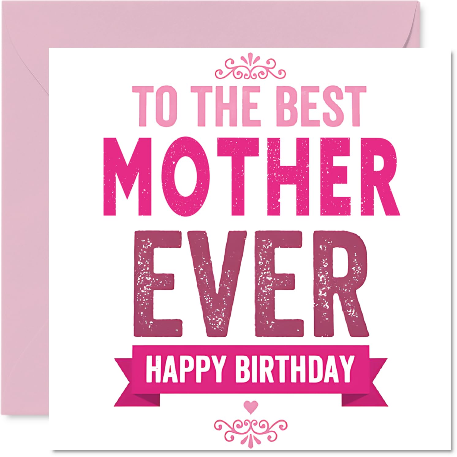 Heartfelt Birthday Card for Mother - Bursting with Birthday Love - Bold Pink and White Design with Playful Text - 145mm Square, Envelope Included