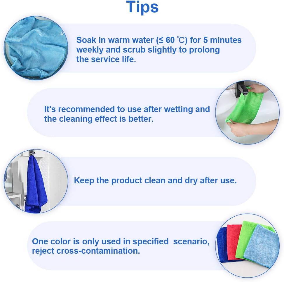 12Pcs Premium Microfiber Cleaning Cloth by ovwo - Highly Absorbent, Lint Free, Scratch Free, Reusable Cleaning Supplies - for Kitchen Towels, Dish Cloths, Dust Rag, Cleaning Rags in Household Cleaning : Health & Household