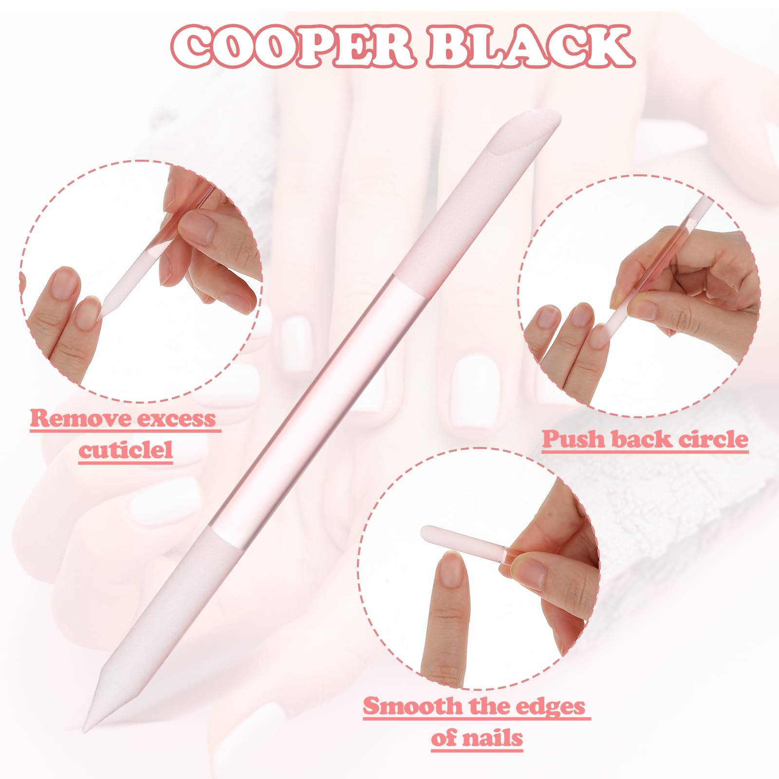 2 Sztuki Popychacz do Skórek, Szklany Pilnik do Paznokci, Dwustronny, Profesjonalny Precyzyjny, Narzędzie do Manicure, DIY