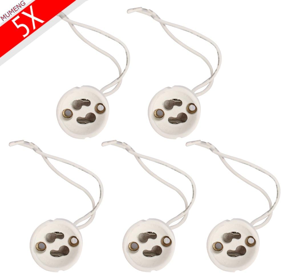 Gu10 Led Light Base Halogen Socket ,Ceramic lamp holder with wire,Fitting 100-250V,Ce Certification, 5PCS