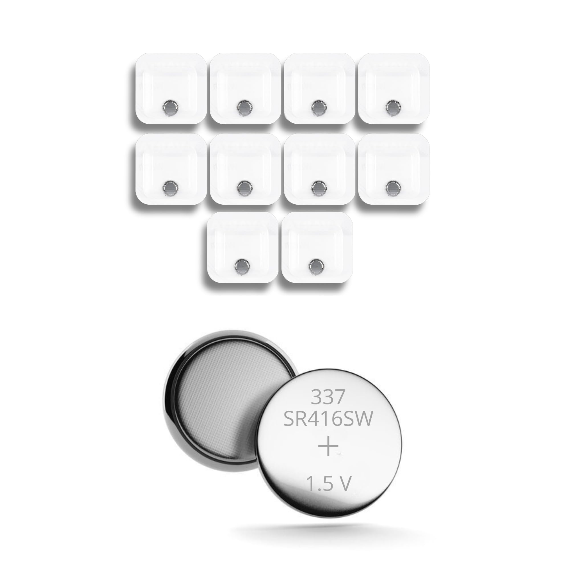 PingaOculto Spy Earpiece Wireless Earphones Invisible - Silver Oxide Button Cell Batteries with Battery Voltage 1,55 V 8 mAh (10 Battery Units 337 - SR416SW for Spy Earpiece Vip Pro Mini or SuperMini)