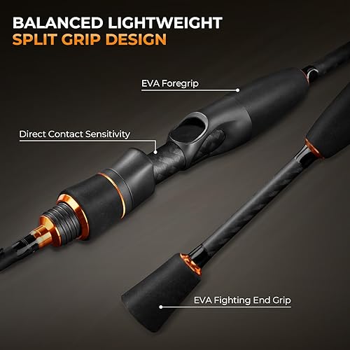 Miniatura 5 de KastKing Zephyr Finesse Fishing Rods – BFS Baitcasting & Spinning Rods, IM6 Graphite, Extra Twin-Tip, 2pc & 3pc Travel Design, Ultra-Light Lure