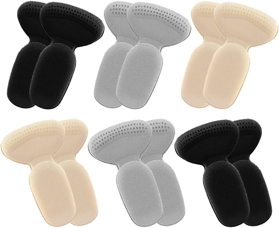 6 Pares de Almofadas de Salto Alto Adesivas para Conforto e Suporte - Ideais para Uso Diário em Beje, Preto e Cinza