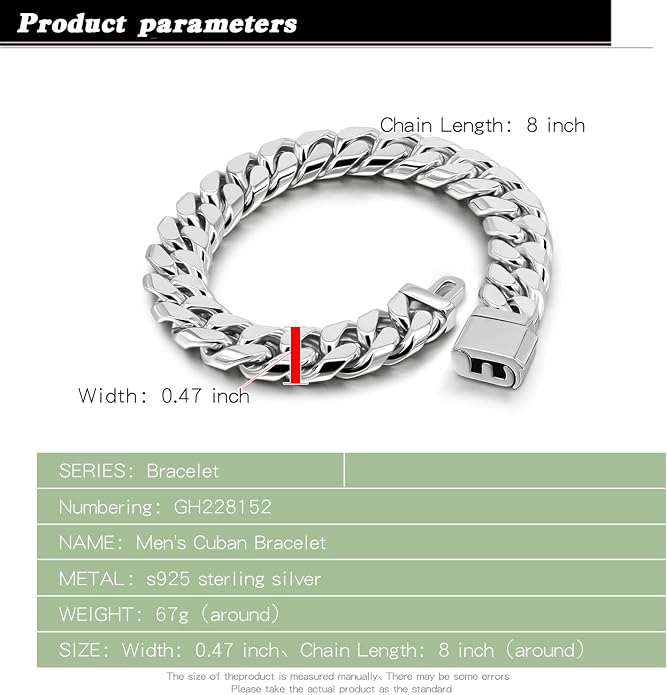 Pulsera para hombre de plata esterlina 925 estilo Miami Cuban miniatura 3