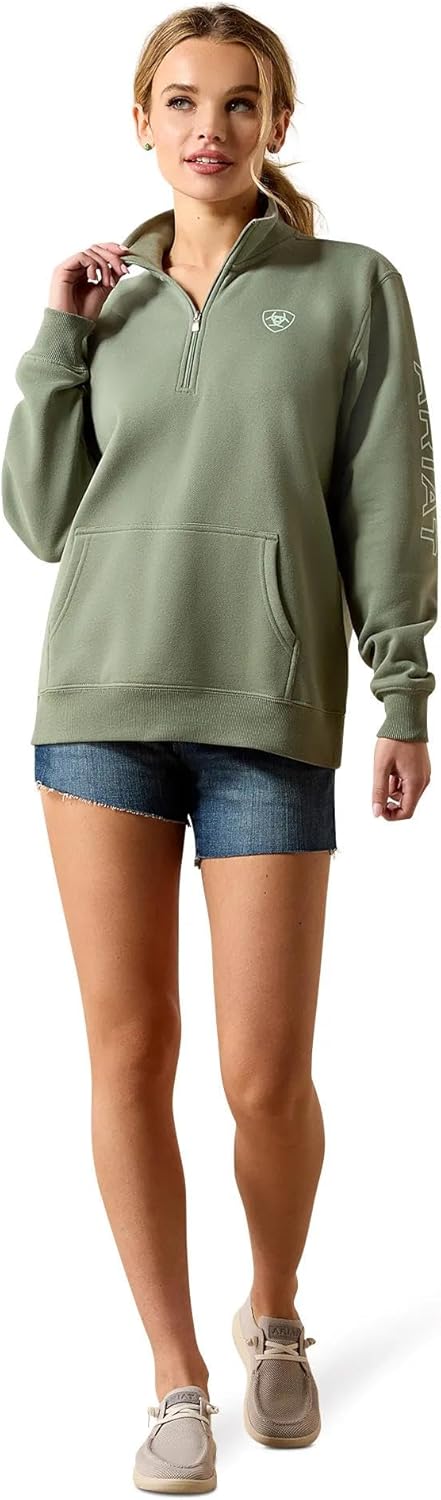 ARIAT Women's Foundation Logo 1/2 Zip Sweatshirt