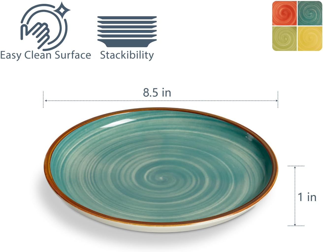 ONEMORE Porcelain Dinner Plates 8.5 inch Dessert Salad Plates Ceramic Plates with Speckle Serving Dishes Set of 4, Microwave, Oven and Dishwasher Safe image 5