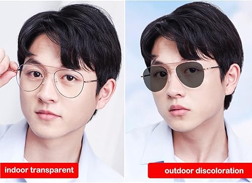 Miniatura 6 de Lentes de sol de aviador fotocromáticos, lentes de lectura multifocales progresivos, lector de marco de metal grande (color: dorado,