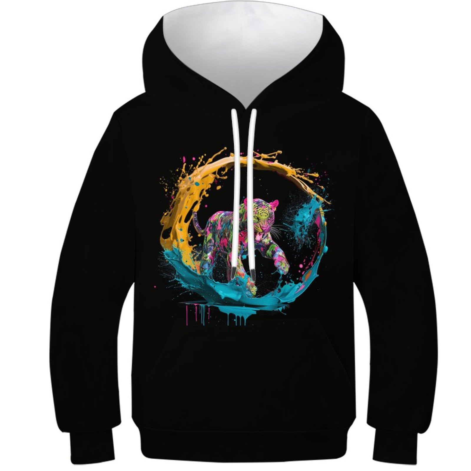 Sweat à capuche imprimé 3D tigre pull confortable enfant 6-15 ans - 8