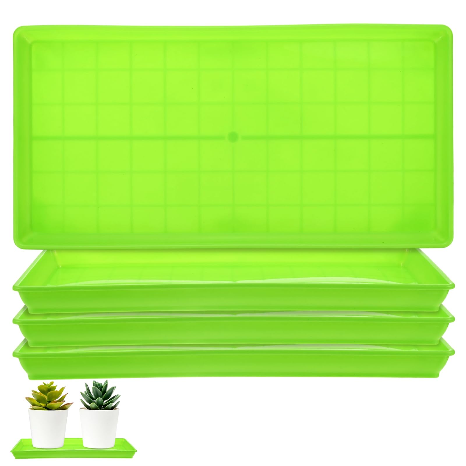 M METERXITY 4-Pack Plant Saucers 5.7 x 11.8 in ID Rectangular, Green
