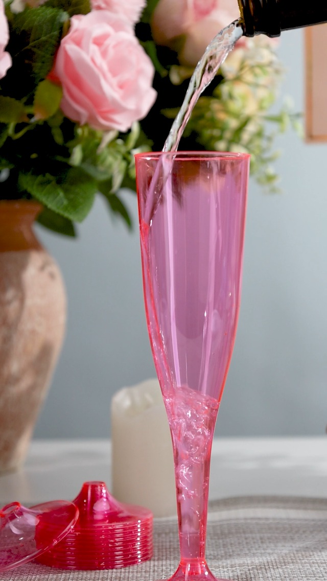 Amazon.com | WDF 36 Pack Clear Pink Plastic Champagne Flutes - 7OZ