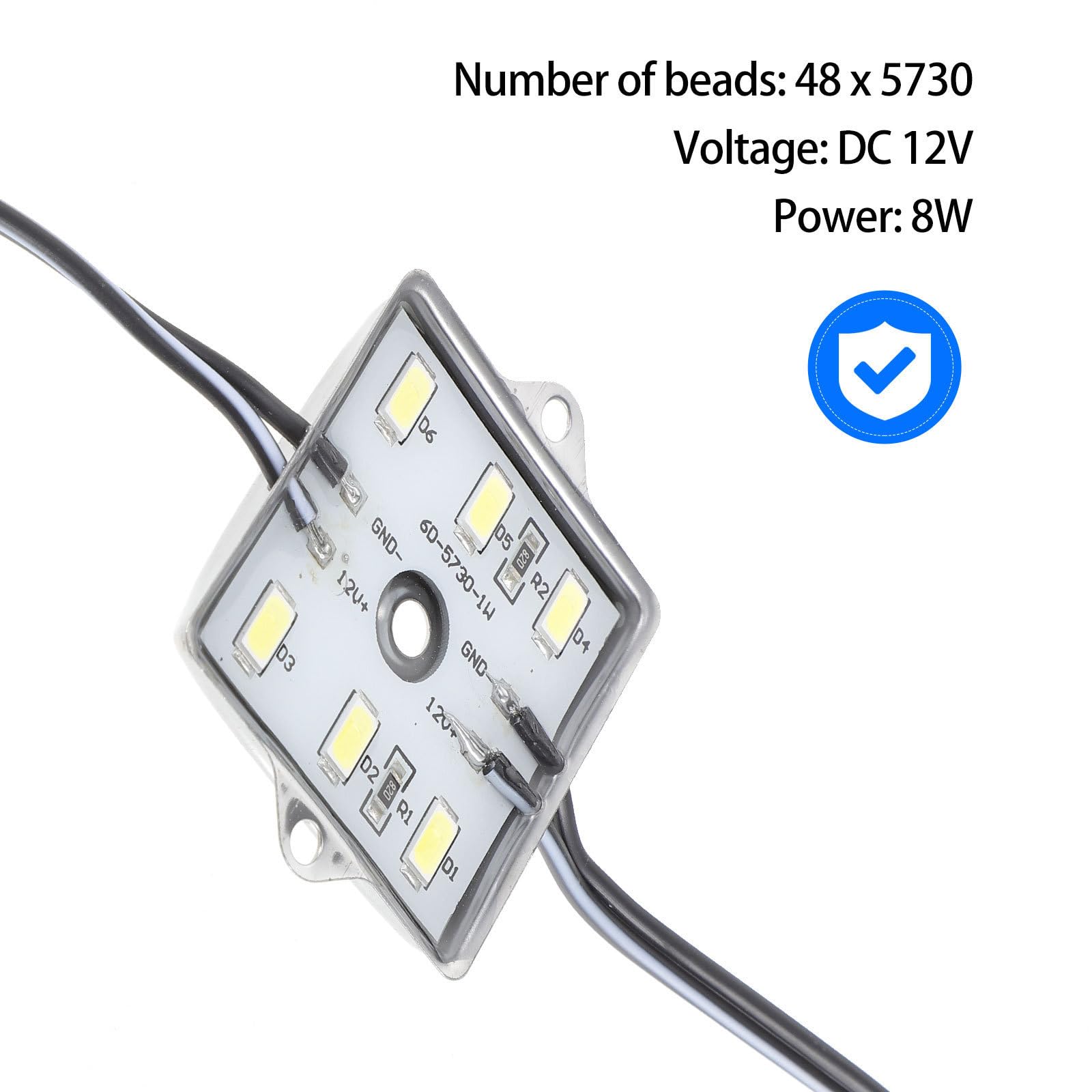 Hemobllo Luz Interior de Coche 48 LED 12v de Hierro y ABS Blanco