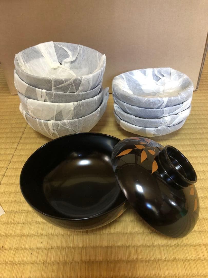 謹賀新年越前漆器 お椀5客セット 木箱 伝統工芸品 高級手塗り