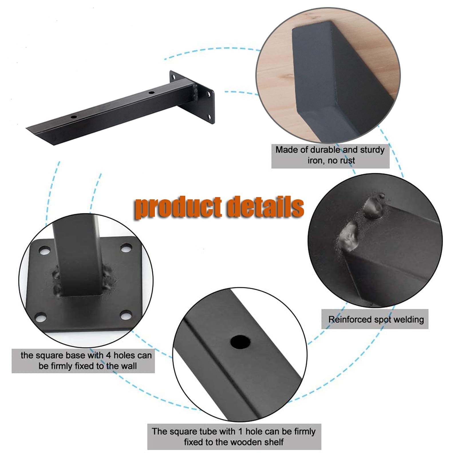 Staffe per mensole in 2 Pezzi, Supporto per scaffalature in Metallo, Supporti per scaffalature industriali Pesanti, Supporto per mensole a Parete per Fai da Te + Viti